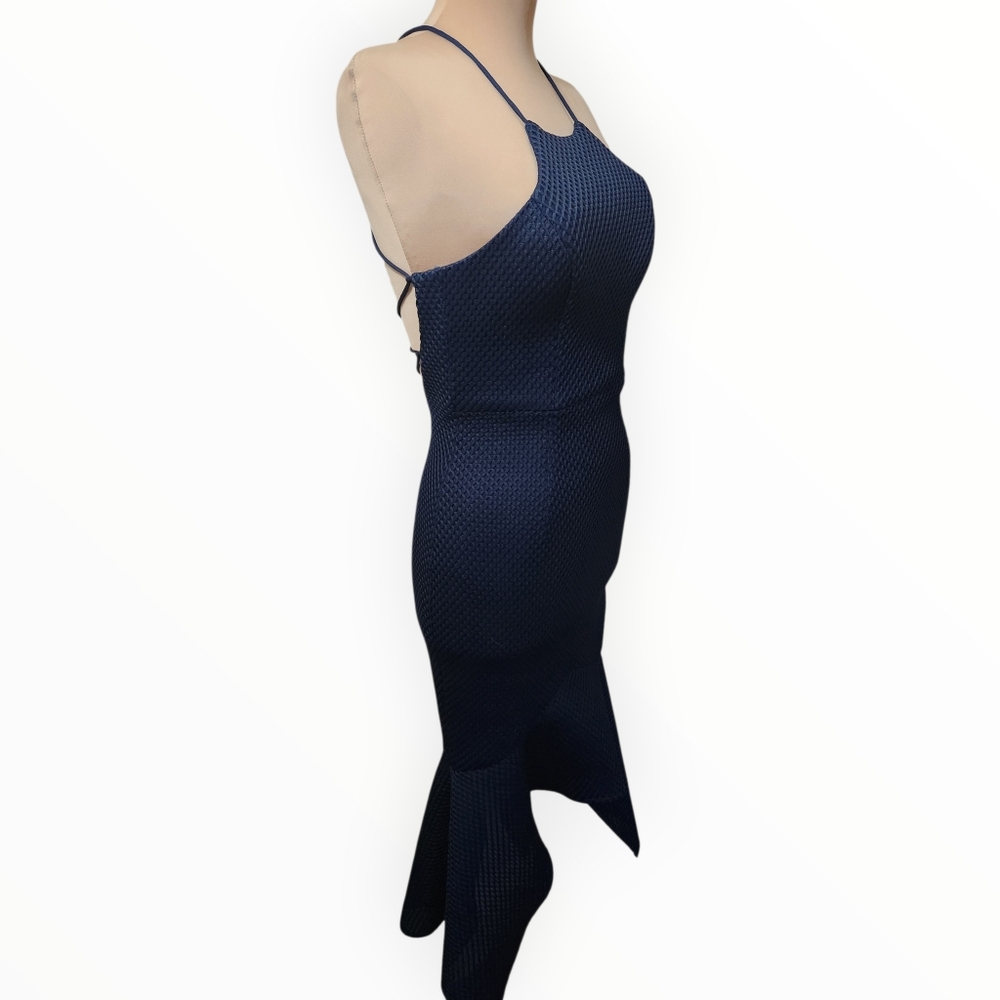 BARIANO Katerine Textured Handkerchief Hem Cocktail Dress - Picture 6 of 14